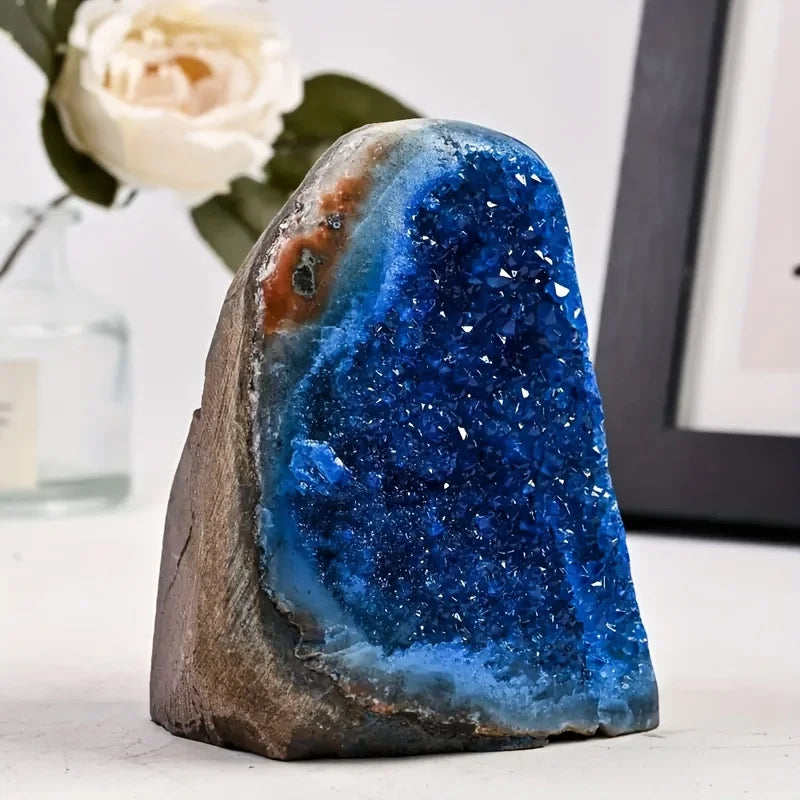 Stunning Blue Crystal Cut Base Cluster Quartz Specimens Crystal Healing Home Decoration Crystal Gift 1pc