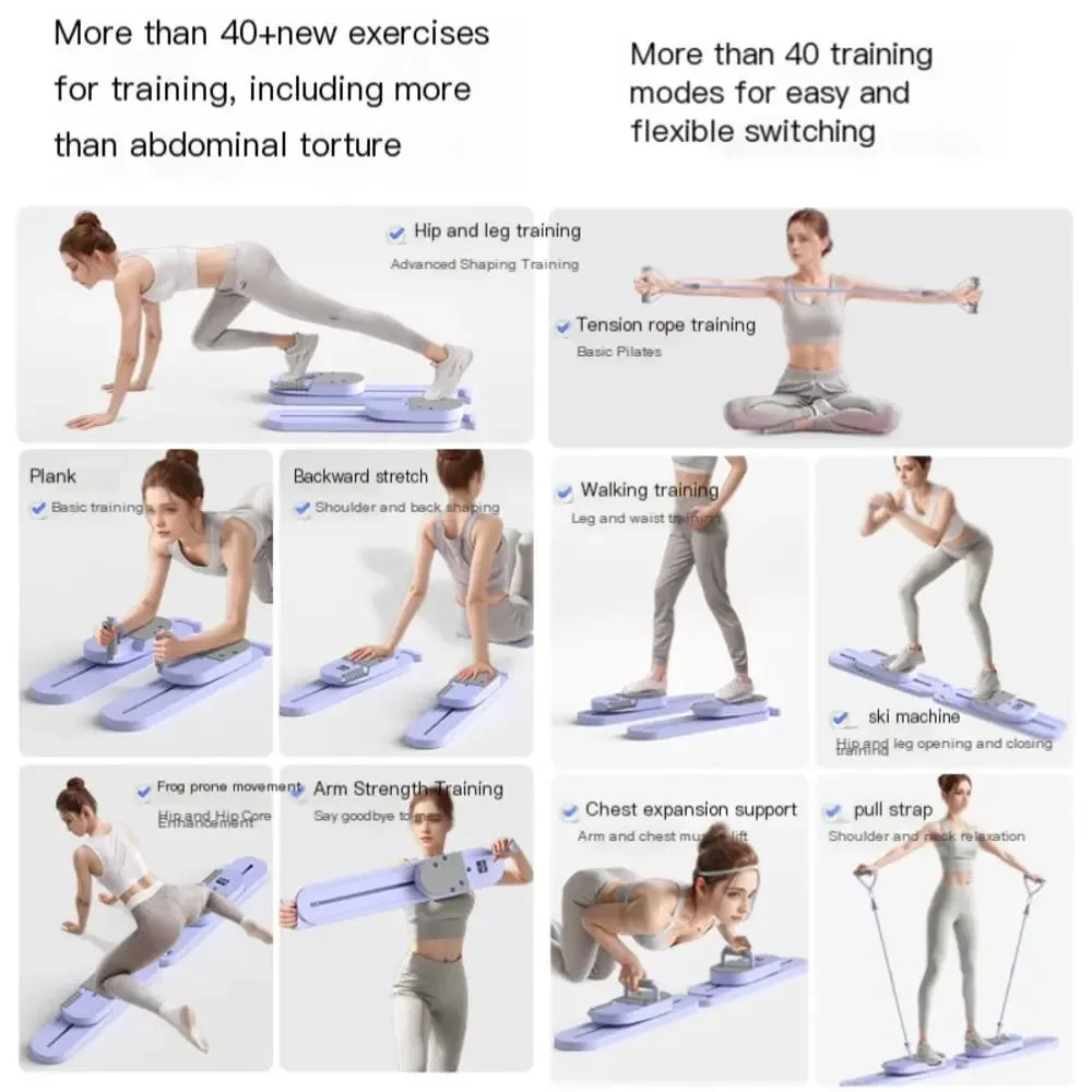 Pilates balance board, 40+ exercise movements, multifunctional fitness tool, (abdominal board, ski machine, yoga)