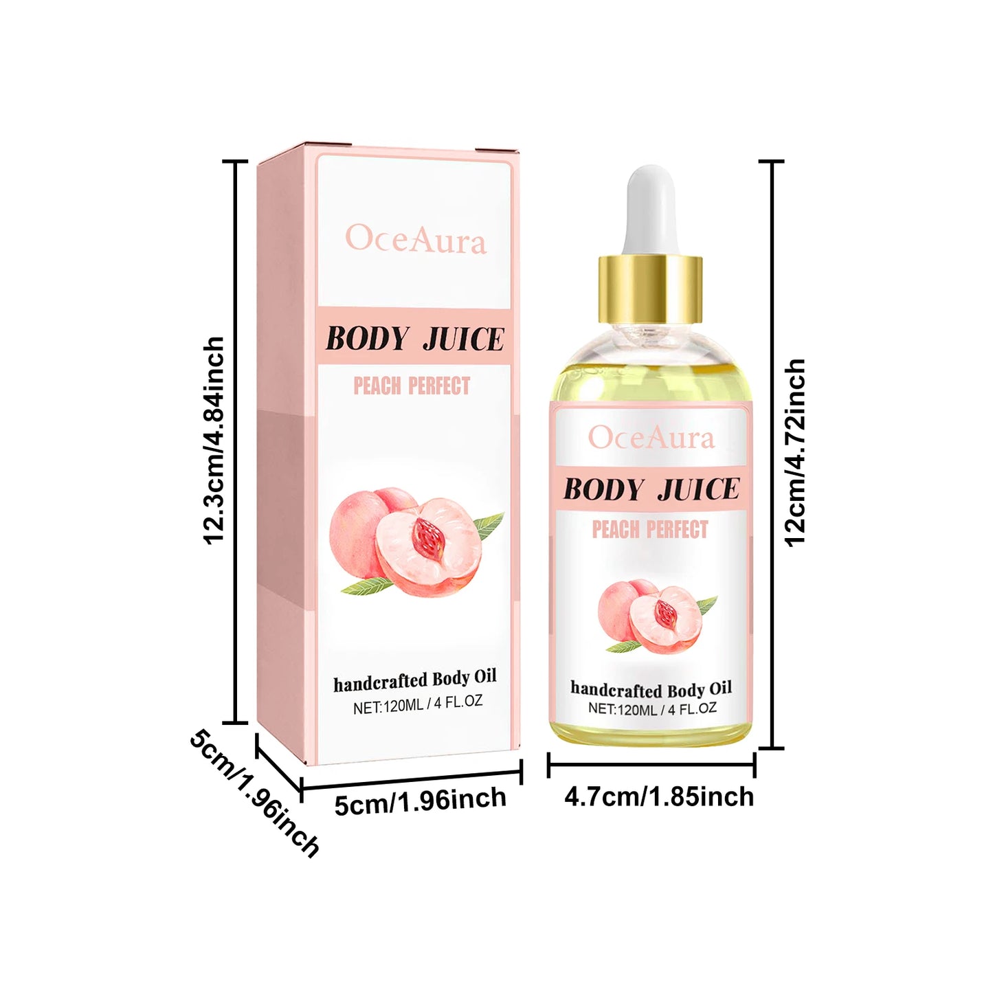 Oceaura Peach Scent Body Oil Reduce Dryness Improve Roughness Massage Skin Firming Promote Skin Texture Fruit Body Care Oil