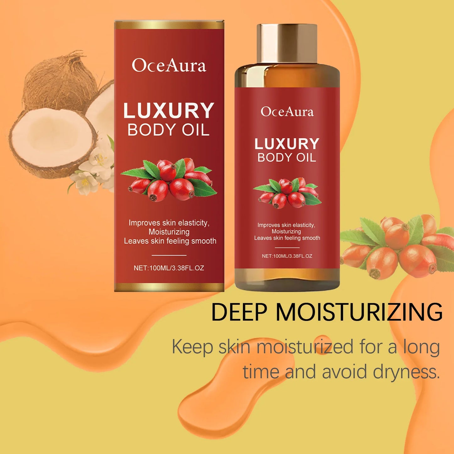 100ml Rosehip Magic Luxury Body Oil Firming Anti Sagging Tightening Smooth Skin Massage Rejuvenation Body Glowing Oil
