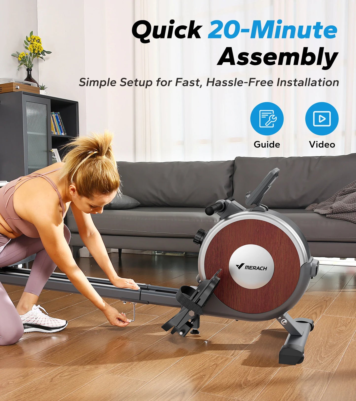 Rowing Machine Magnetic Rower Machine for Home 16 Levels Quiet Resistance Dual Slide Rail Max 350lb Weight Capacity  R02
