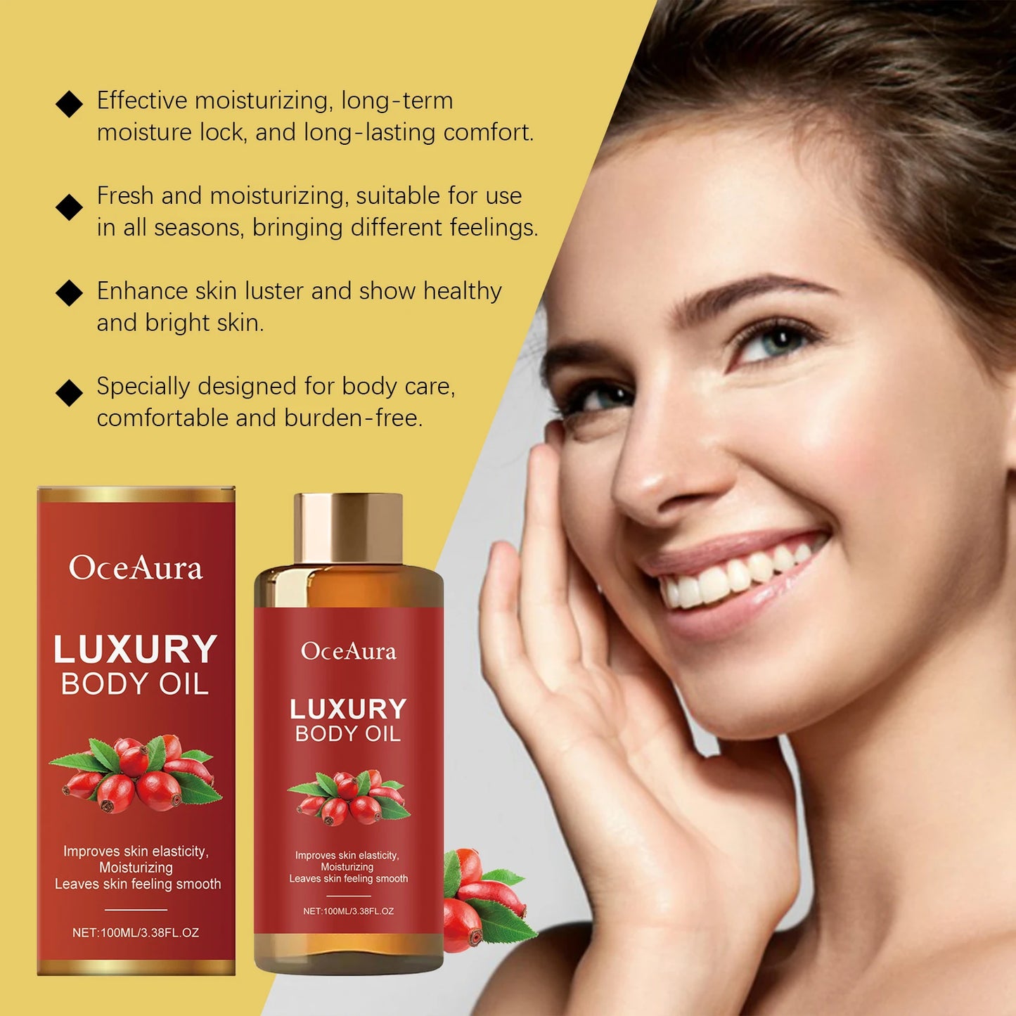 100ml Rosehip Magic Luxury Body Oil Firming Anti Sagging Tightening Smooth Skin Massage Rejuvenation Body Glowing Oil