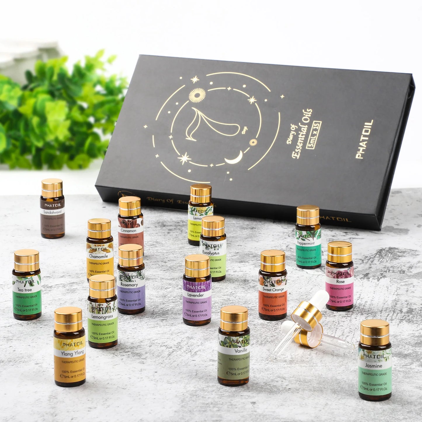 15pcs Essential Oils Set Natural Plant Aroma Essential Oils Diffuser Eucalyptus Vanilla Mint Lavender Rose Tea Tree Oil