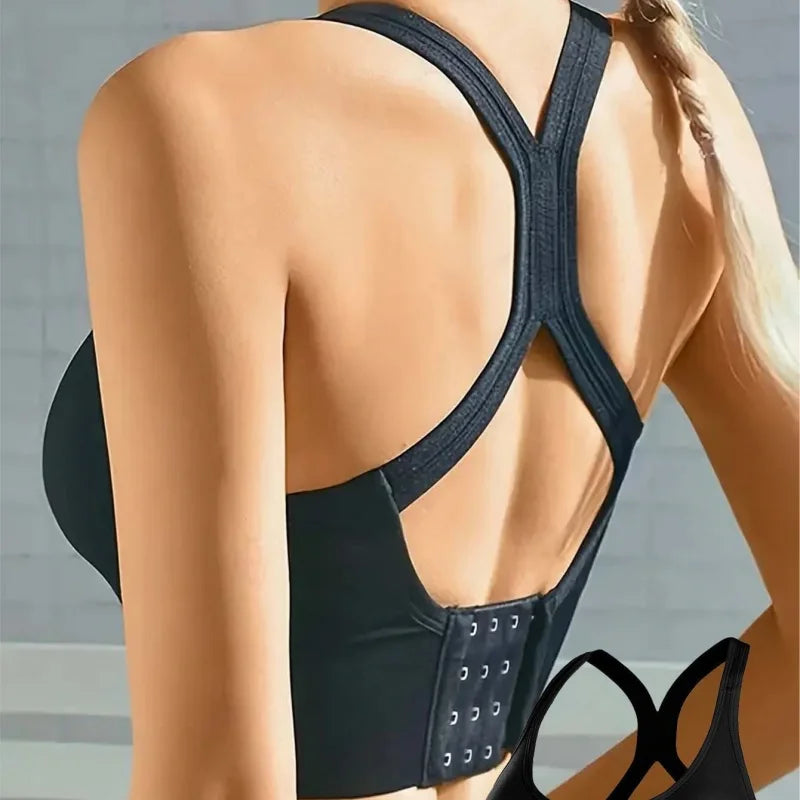 Plus Size Women's Cross-Design Shockproof Sports Bras with Adjustable Back Clasps - Yoga & Fitness Underwear