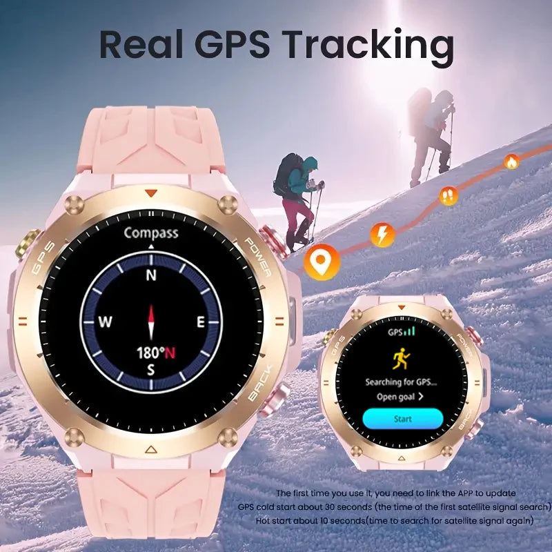 2025 Built-in GPS Women's Smart Watch Bluetooth Call 1ATM Waterpro Military Sports Fitness Tracker Smartwatch for Women