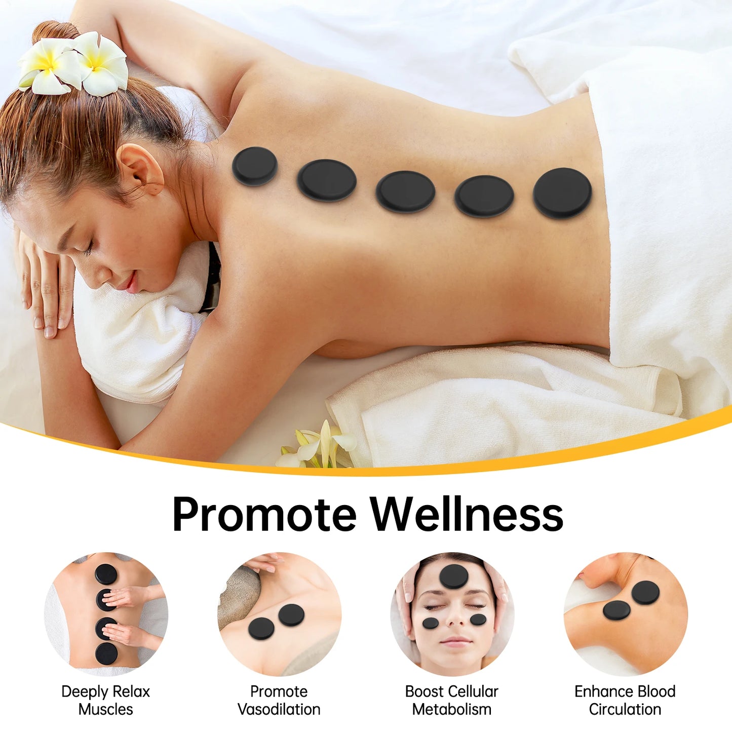 20Pcs Basalt Massage Stone Set Professional Spa Massage Tool w/Heater Box for Relieve Tension and Muscle Pain 4 Specifications