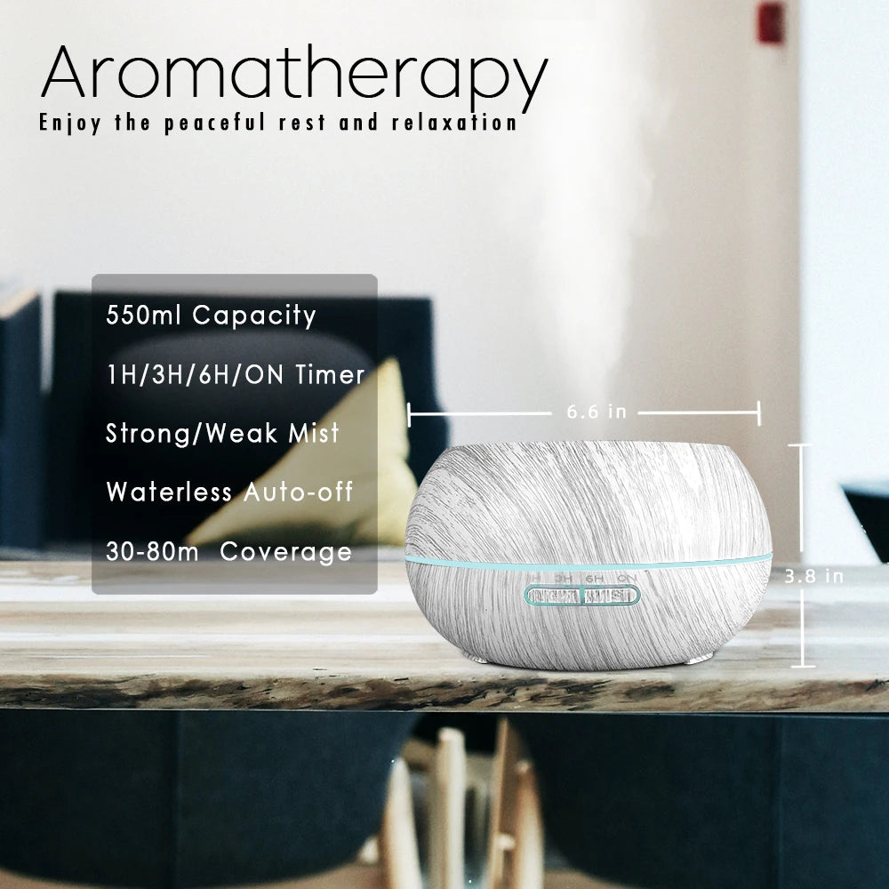 Gift of Wellness  Premium Wood Diffuser Set w/6 Essential Oils & Remote   Perfect Housewarming/Christmas Present