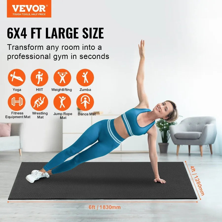 Exercise Mat Non Slip High Density Premium Yoga Mat Exercise Yoga Mat for Men Women Fitness Exercise Mat with Bag Carry Strap