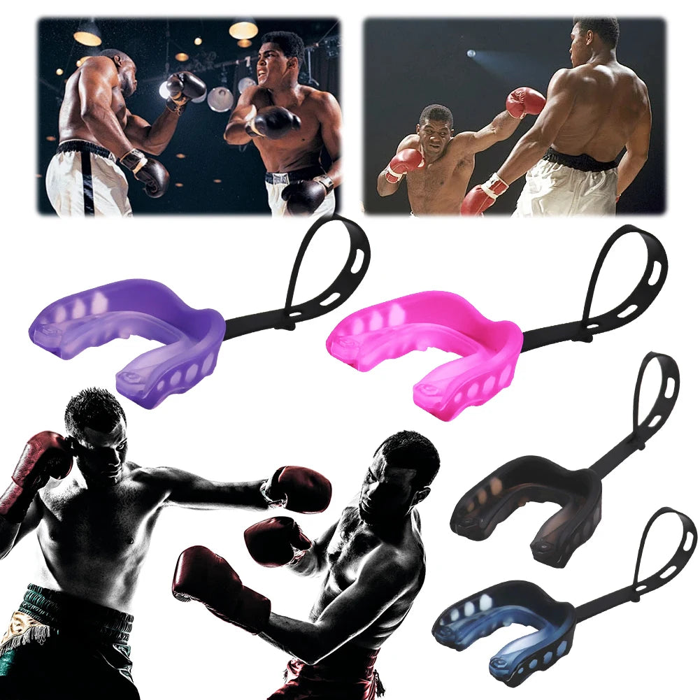 Sport Mouth Guard with Strap Anti-dislocation Teeth Protector Basketball Tooth Protection Tool for Basketball Football Rugby