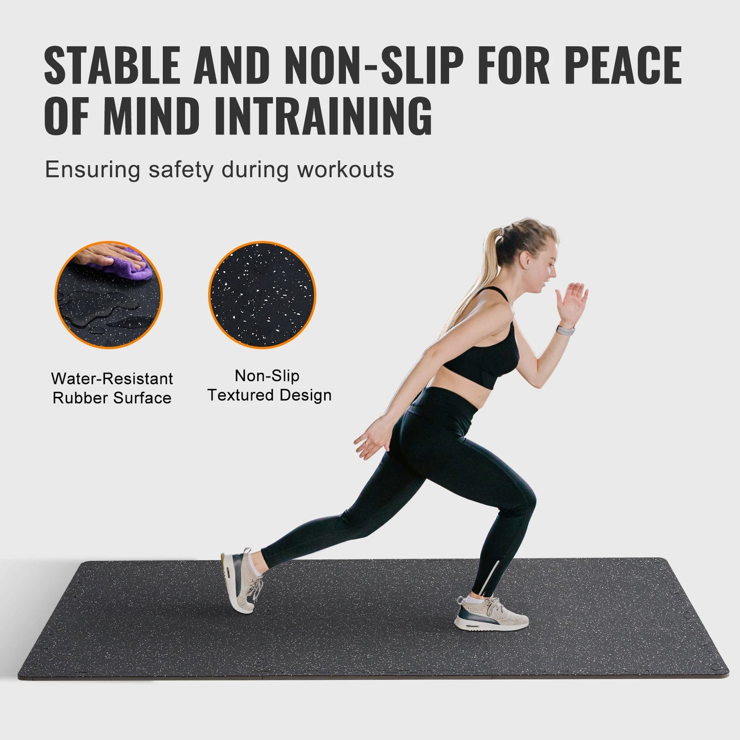 SucceBuy 0.56 Inch 25 Tiles Rubber Top with EVA Foam Thick Floor Mats 24/48/100 sq.ft Coverage Interlocking Puzzle for Gym Home
