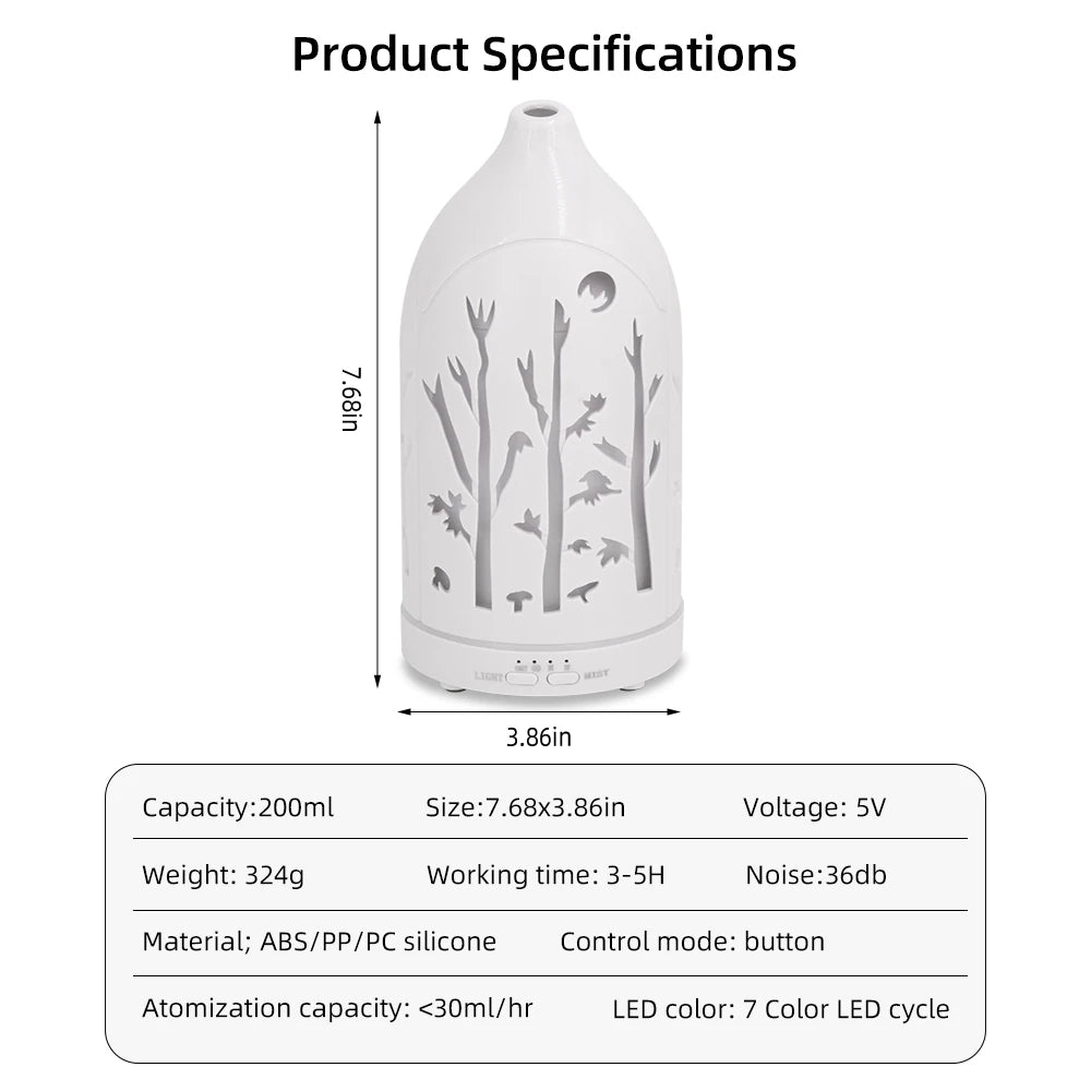 Aromatherapy Diffuser  7 Colors, 3 Oils, Auto-Off & Silent Operation  Perfect for Home & Office