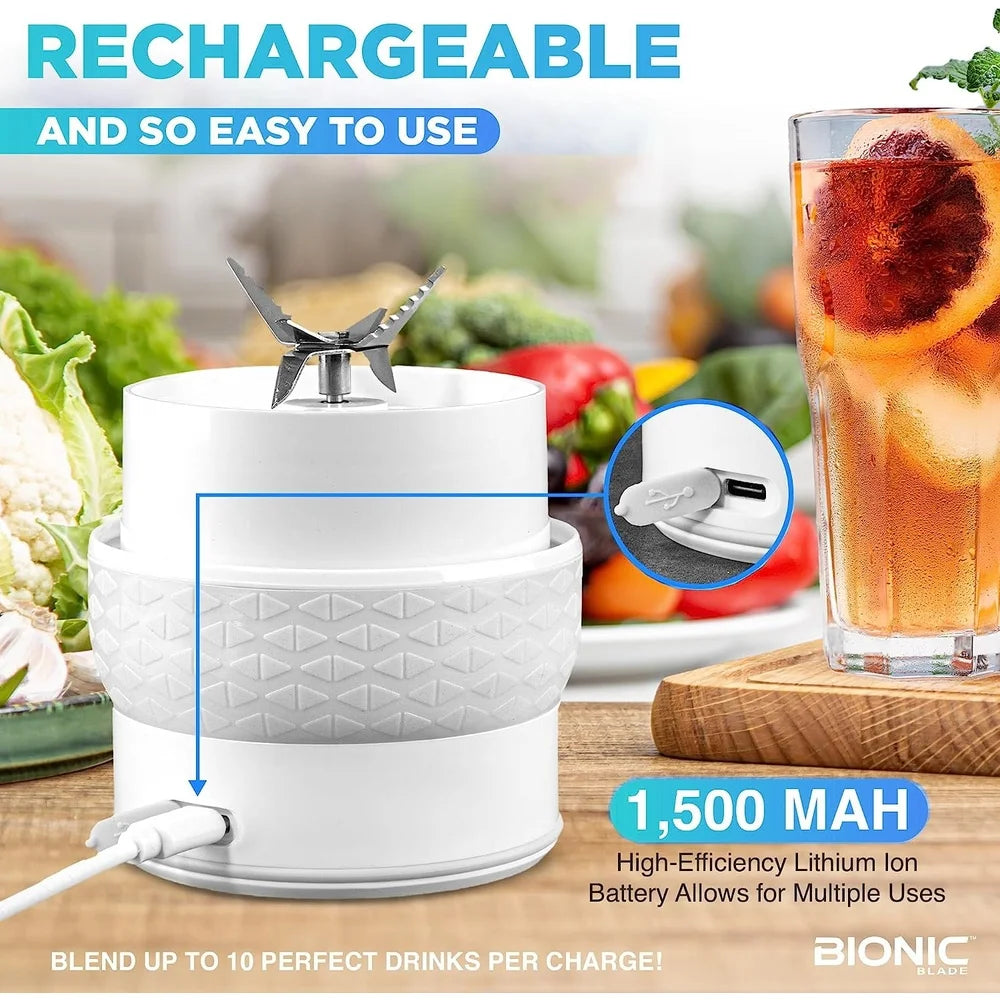 Portable Rechargeable Smoothie Blender Set with 6-point Stainless Steel Blades USB Charger BPA-free Bottle Juices Shakes Baby