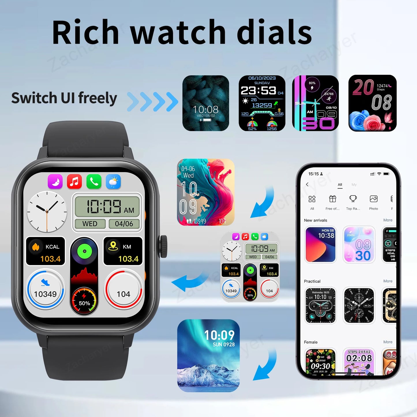 Touch Screen Watches Sport Smart Watch Bluetooth Call Fitness Tracker Smartwatch Sedentary Reminder Pedometer