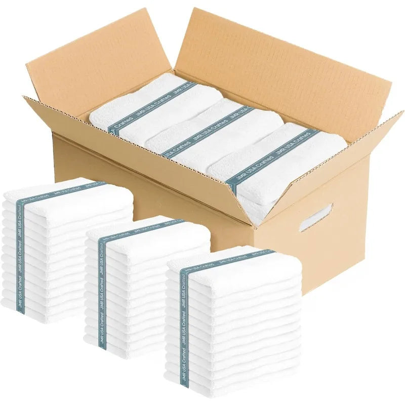 Bulk-Friendly Essentials Practical Cotton Towels  Economical 20" by 40" Multi-Purpose Towel  (White) - 36 Pack
