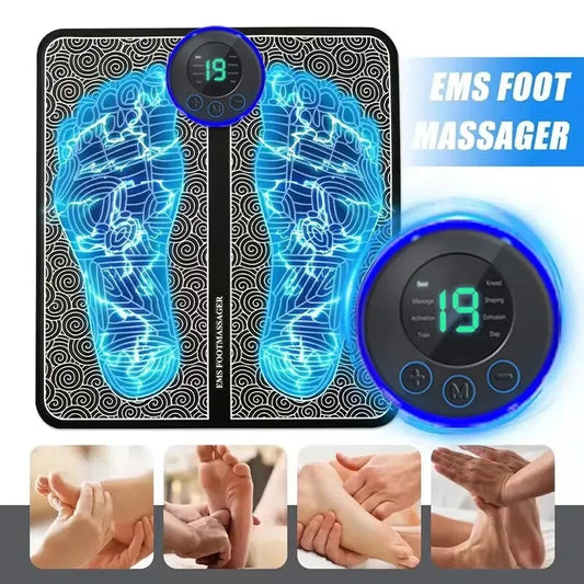 Pulse Foot Massger Sole Massage Pad Current Stimulation 8 Modes 19 Level Relaxation USB Charging Therapy Instrument Foot Spa