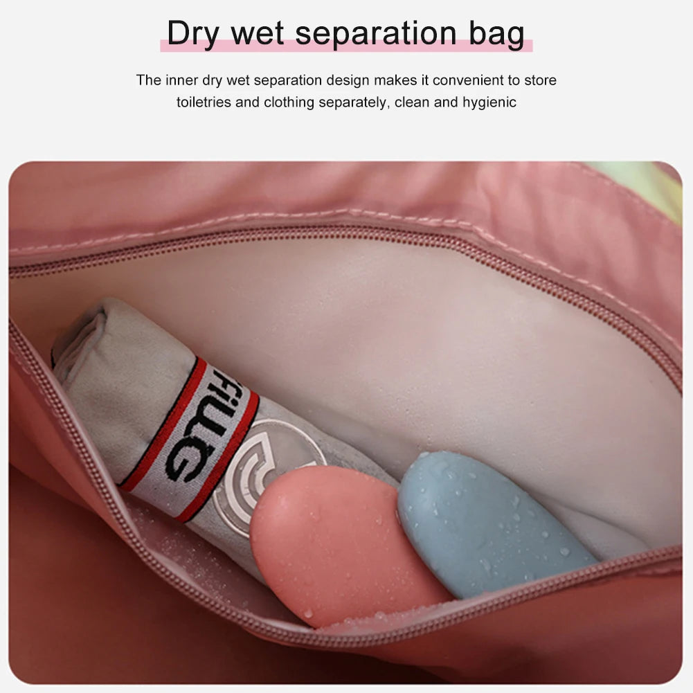 Sports Yoga Bag with Yoga Mat Holder Gym Tote Bag LightWeight Dry Wet Separation with Zipper&Handle Gym Essentials Accessories