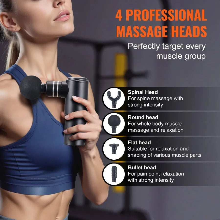 Massage Gun Deep Tissue Percussion Mini Muscle Massage Gun for Athletes - with 4 Speed Levels and 4 Massage s 12V 2500mAh Batt