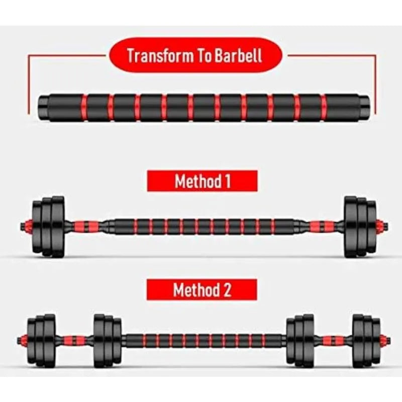 Adjustable Dumbbell Barbell Set (66LB) Weight with Connecting Rod 2 in 1 Home Body Workout Exercise Equipment for Men and Woman