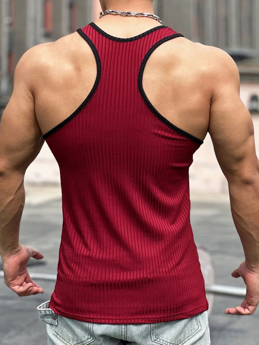 Men s Sleeveless Muscle Tank Tops with Racerback Design for Workout Training and Gym Fitness - Casual Streetwear Style