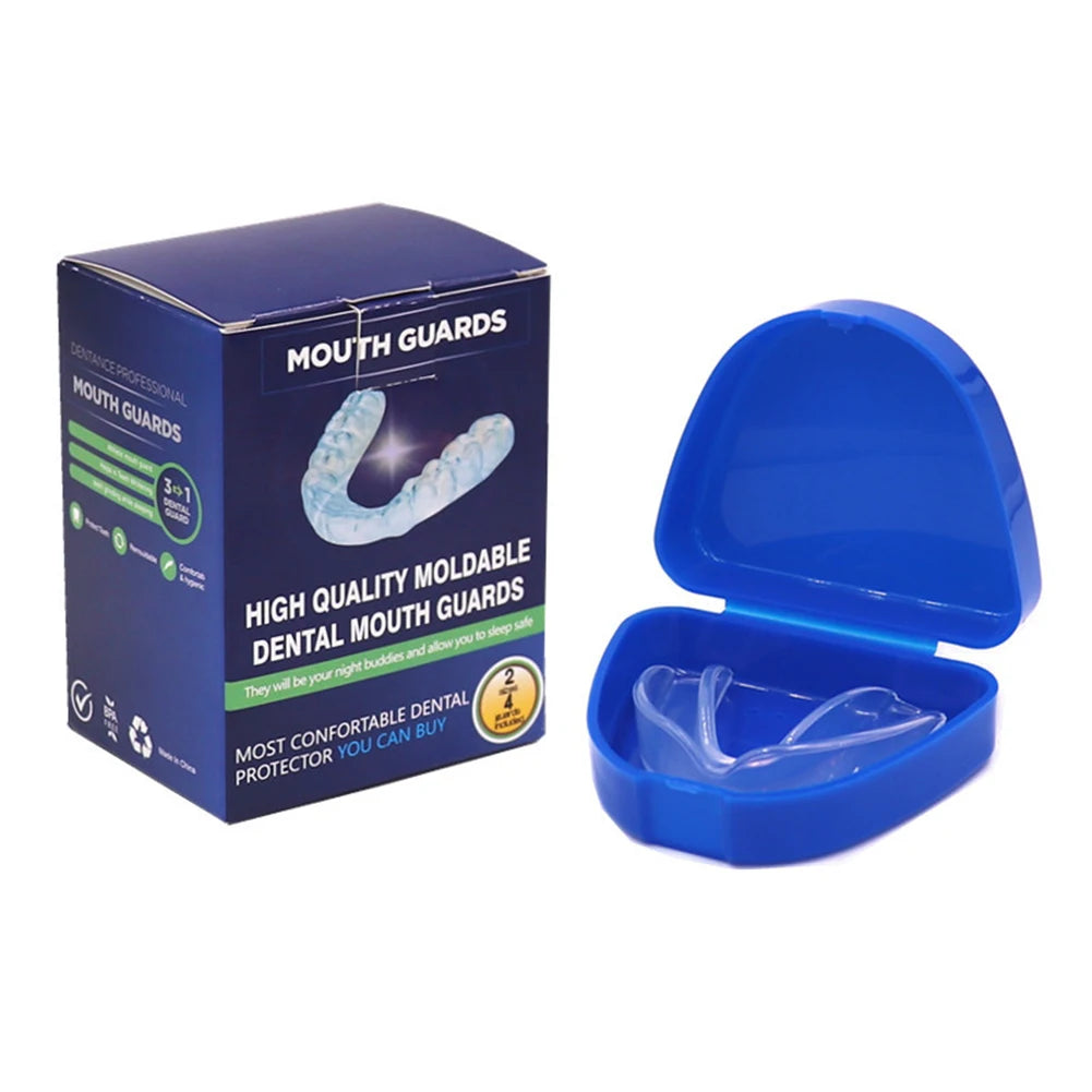 4Pcs Mouth Guard with Storage Case Anti-Grinding Teeth Protection Stop Bruxism Sports Mouth Guard for Teeth Clenching at Night