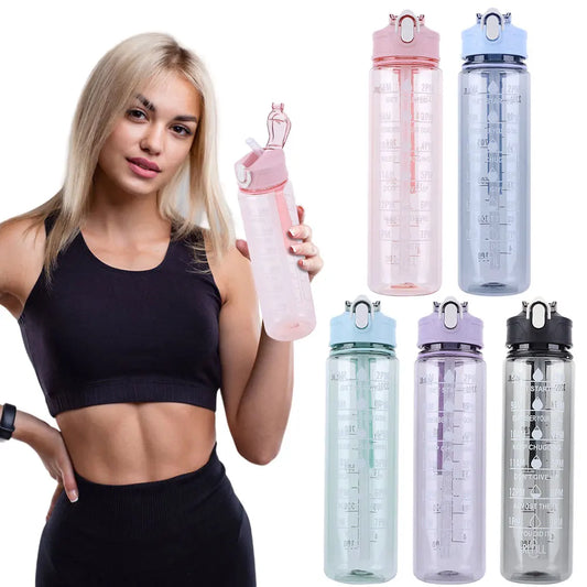 800ml Sports Water Bottle Leakproof Outdoor Travel Bottle Large Capacity Motivational Drinking Bottle for Outdoor Sports