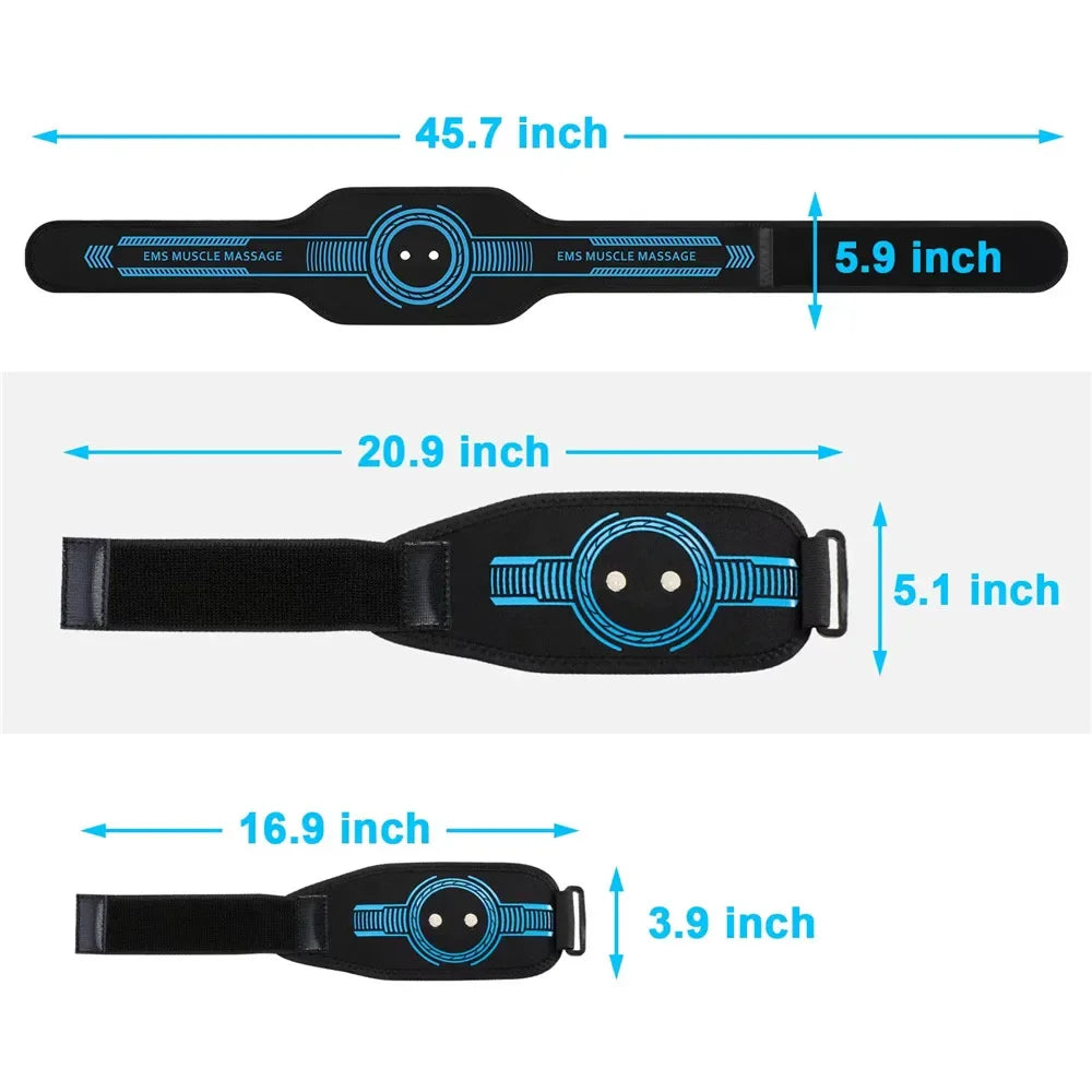 Abdominal Toning Belt EMS Muscle Stimulator Toner USB Body Slimming Shaping Waist Arm Leg Massage Lose Weight Home Gym Fitness