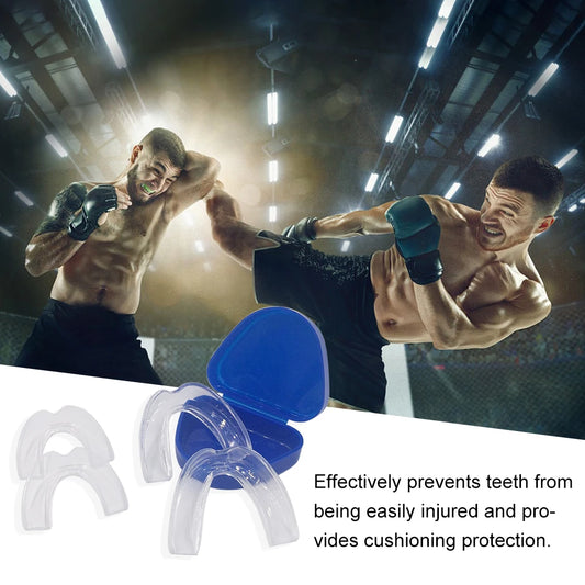 4Pcs Mouth Guard with Storage Case Anti-Grinding Teeth Protection Stop Bruxism Sports Mouth Guard for Teeth Clenching at Night