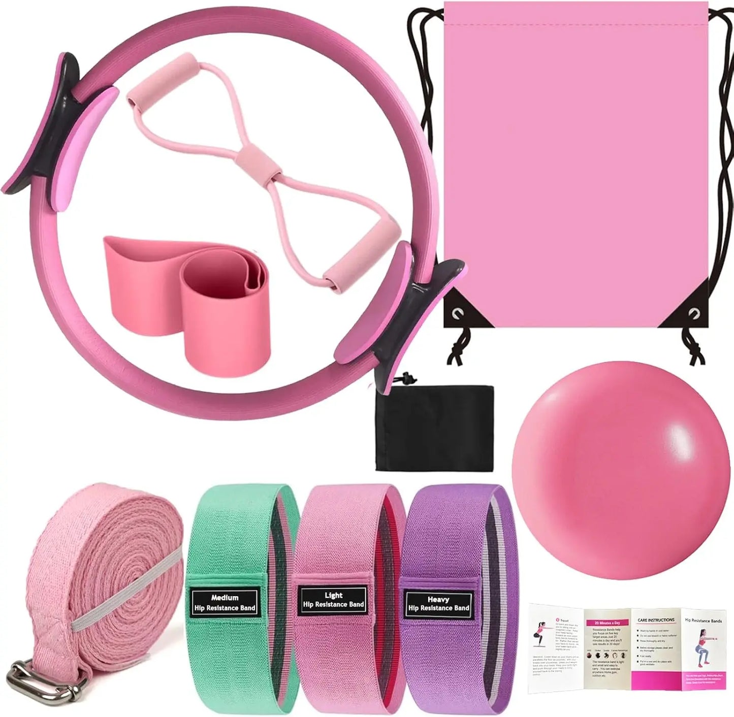 Pilates Essentials Kit for Women - Better Yoga Pilates Kit for Home Workouts with Pilates Ring and Ball Set, Booty Bands
