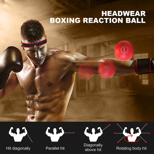Boxing Speed Punch Ball with Headband Gym Exercise Boxing Ball Raising Reaction Adjustable for Hand-Eye Coordination Training