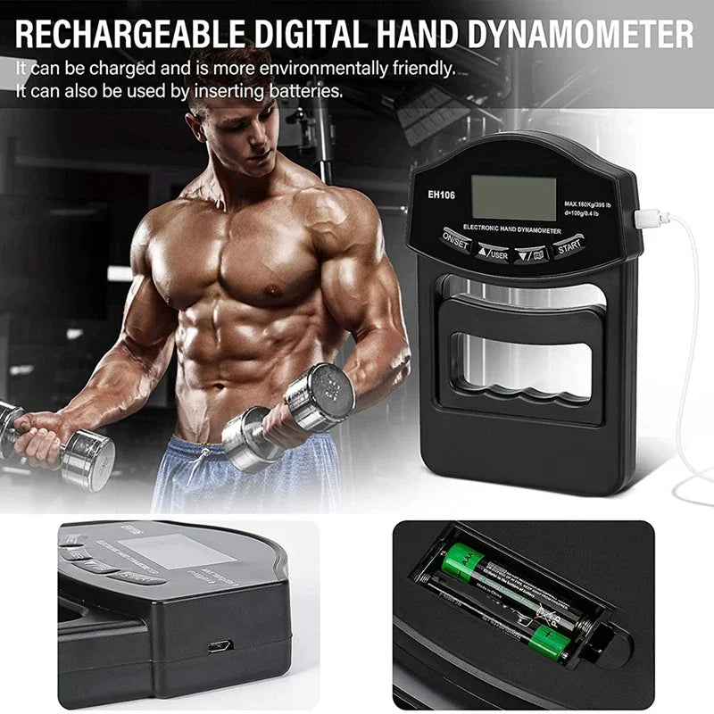 Electronic Grip Strength Tester 180kg Finger Gripper Strength Trainer With LCD Screen For Forearm Training Fitness Equipment