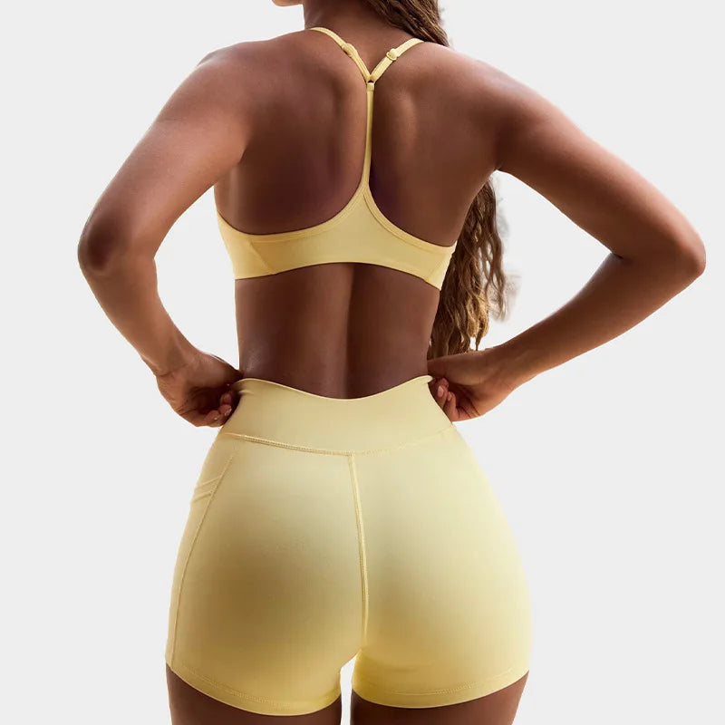 Yoga Set 2PCS Sportswear Workout Clothes Women Tracksuit Gym Legging Fitness Bra High Waist Shorts Sports Suits Athletic Wear
