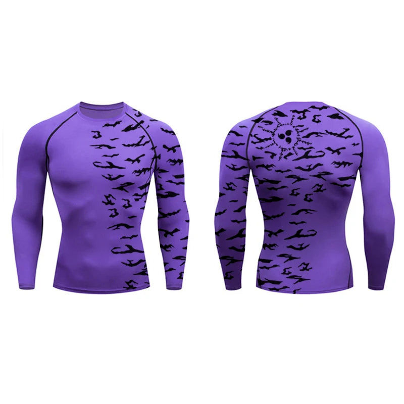 3D Print Compression Shirts for Men Athletic Quick Dry Tshirts Tops Gym Workout Fitness Undershirts Baselayers Anime Rash Guard