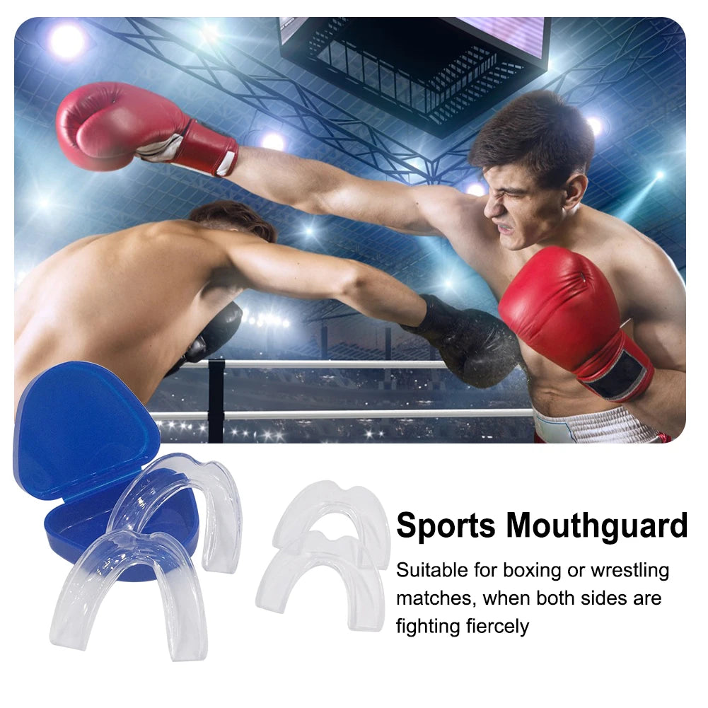 4Pcs Mouth Guard with Storage Case Anti-Grinding Teeth Protection Stop Bruxism Sports Mouth Guard for Teeth Clenching at Night