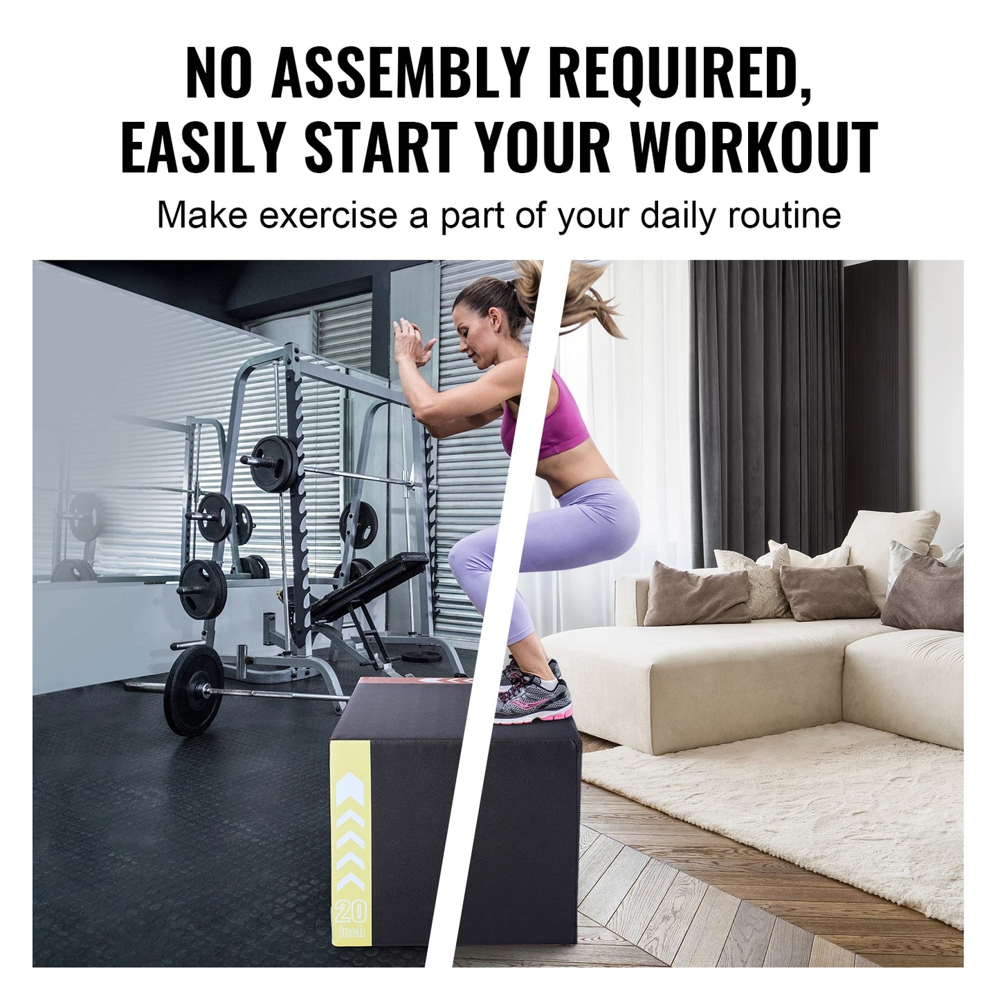 VEVOR 3 in 1 Foam Plyometric Jump Box Jumping Exercise Jumping Trainer Agility Anti-Slip Fitness  Step Up Box Home Gym Training