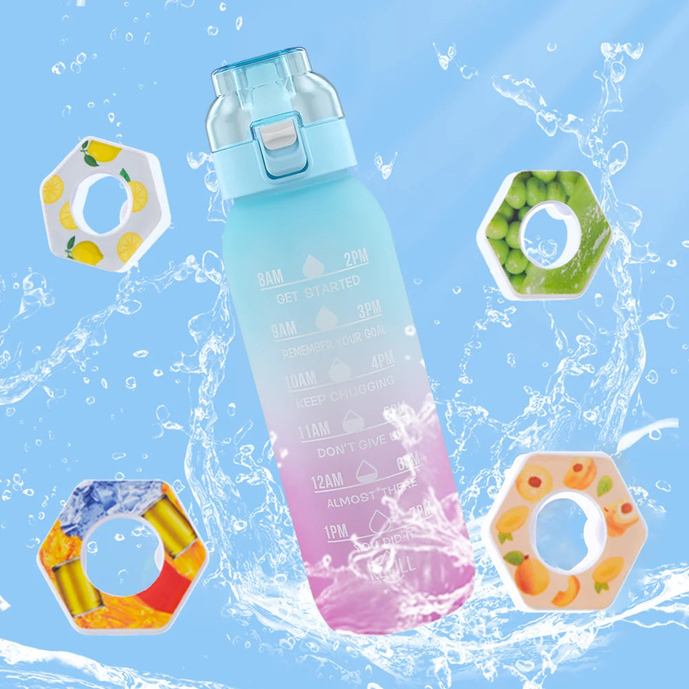 1000ML Fragrance Smelling Water Bottle Portable Air WaterUp Bottle Scent Straw Water Cup with 1/7 Flavor Pod for Outdoor Sports