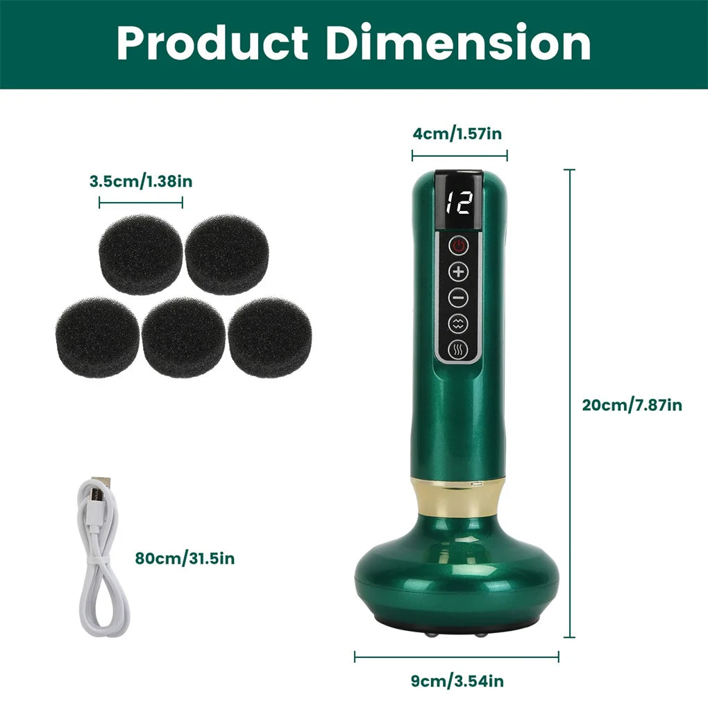 Anti Cellulite Massager with 12-Level Suction & Heating - Steel Rollers for Visible Reduction, Full-Body Versatility - Cordless,