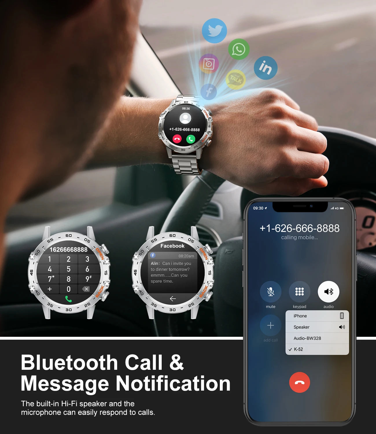 New1.39" Bluetooth Call Smart Watch Men Outdoor Sport Fitness Heart Rate Health Monitoring Smartwatch for Android IOS Phone