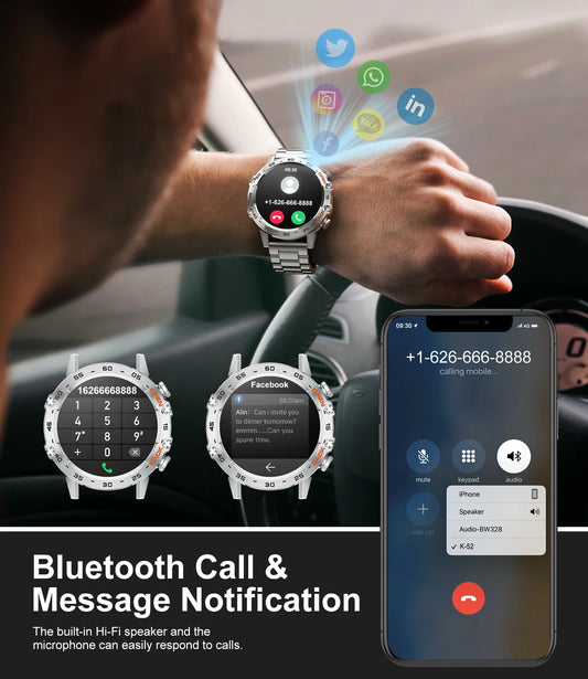 New1.39" Bluetooth Call Smart Watch Men Outdoor Sport Fitness Heart Rate Health Monitoring Smartwatch for Android IOS Phone