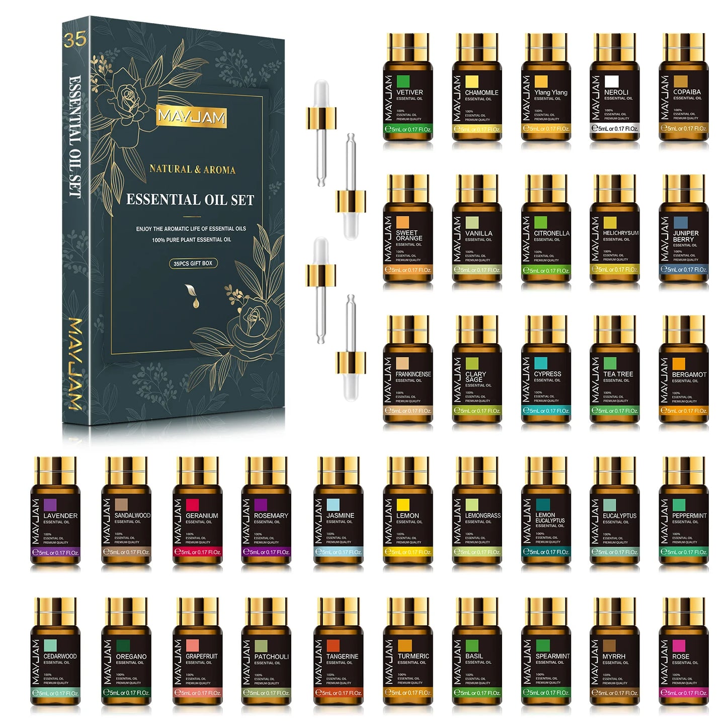 35 Bottles Essential Oils Set For Humidifier Lavender Eucalyptus Vanilla Oregano Neroli Aroma Oil DIY Making Candle