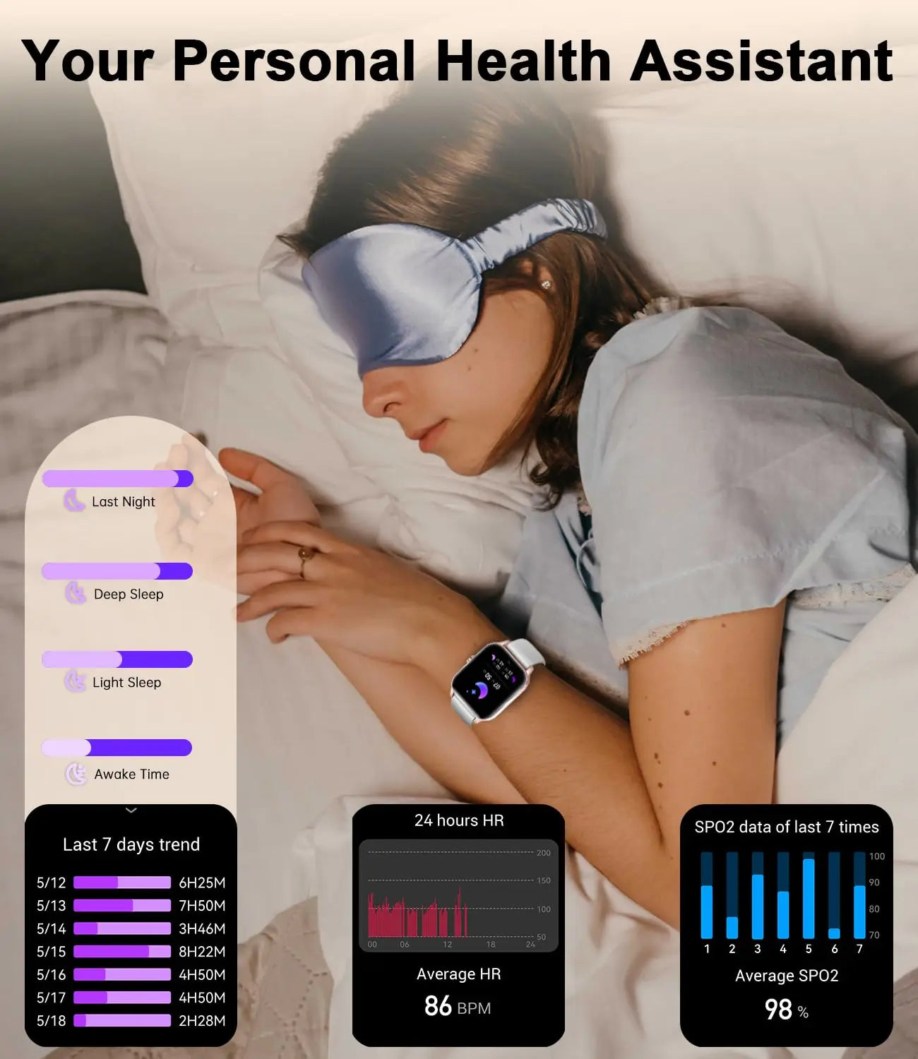 Android ladies' smartwatch (answer/make calls) 1.85-inch full touchscreen fitness tracker, pedometer/calorie/100+exercise mode,