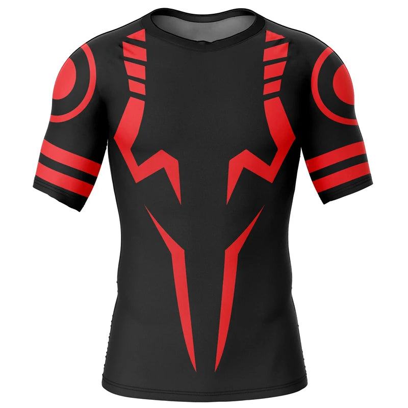 3D Print Compression Shirts for Men Athletic Quick Dry Tshirts Tops Gym Workout Fitness Undershirts Baselayers Anime Rash Guard