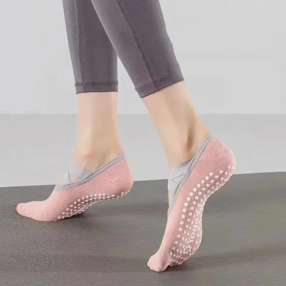 Yoga Sock Non-Slip Woman Socks Sports Fitness Pilates Silicone Breathable Summer Bandage Dance Ballet Solid Cycling Running