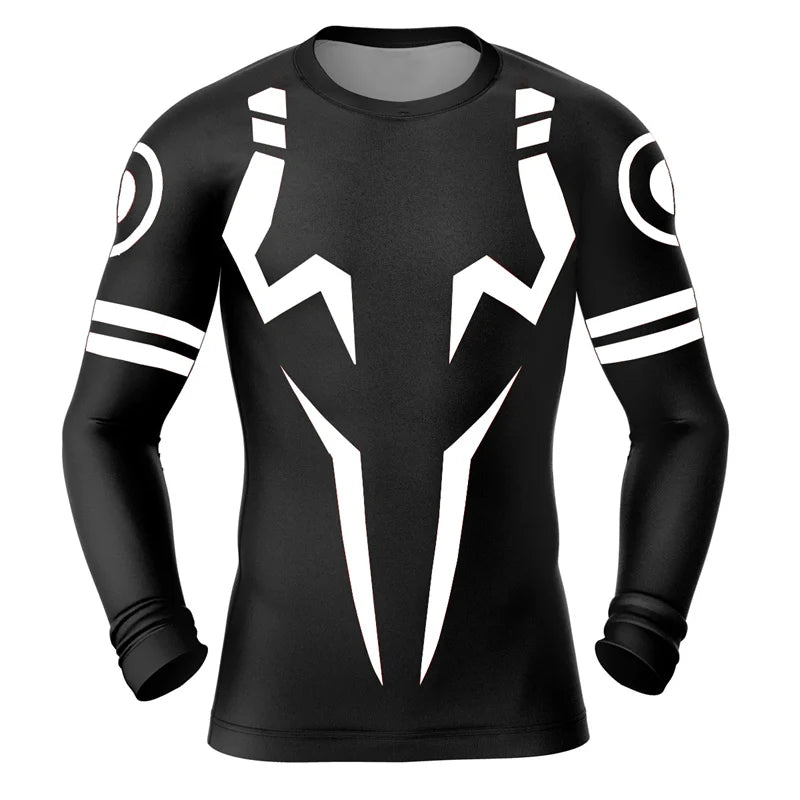 3D Print Compression Shirts for Men Athletic Quick Dry Tshirts Tops Gym Workout Fitness Undershirts Baselayers Anime Rash Guard