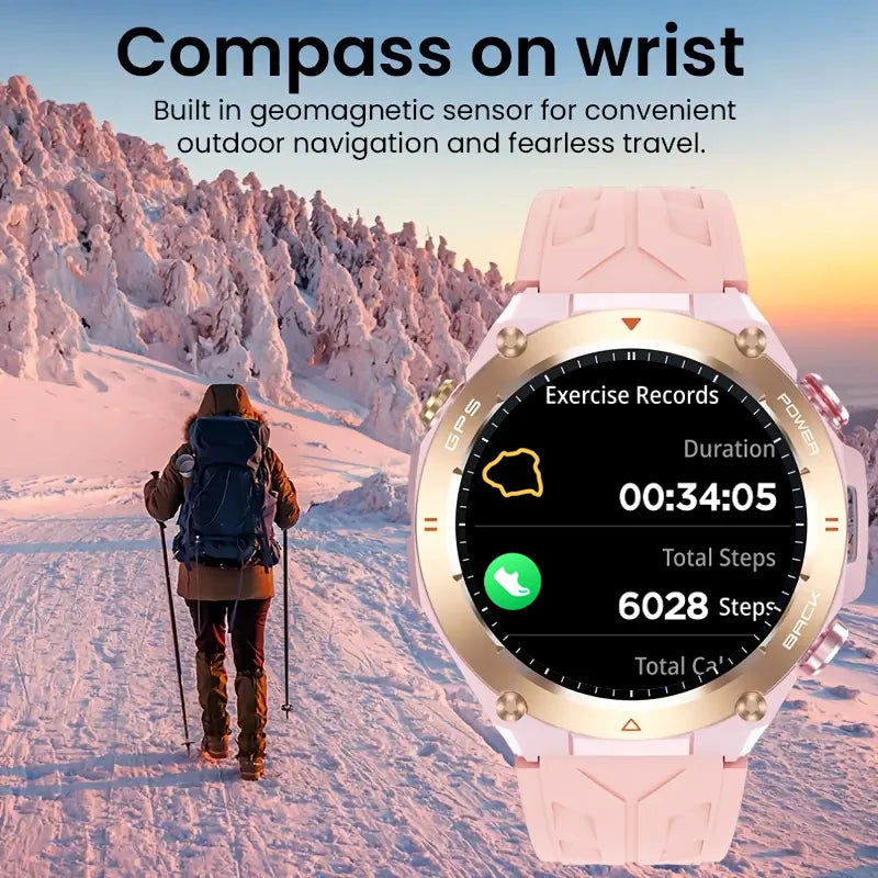 2025 Built-in GPS Women's Smart Watch Bluetooth Call 1ATM Waterpro Military Sports Fitness Tracker Smartwatch for Women