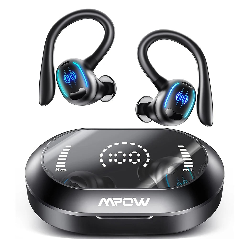 Wireless 50 Hours Bluetooth 5.3 Earphones with CVC Noise Cancelling Mic IPX7 Waterproof Sports Earbuds for Running