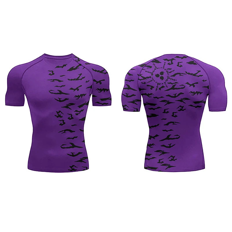 3D Print Compression Shirts for Men Athletic Quick Dry Tshirts Tops Gym Workout Fitness Undershirts Baselayers Anime Rash Guard
