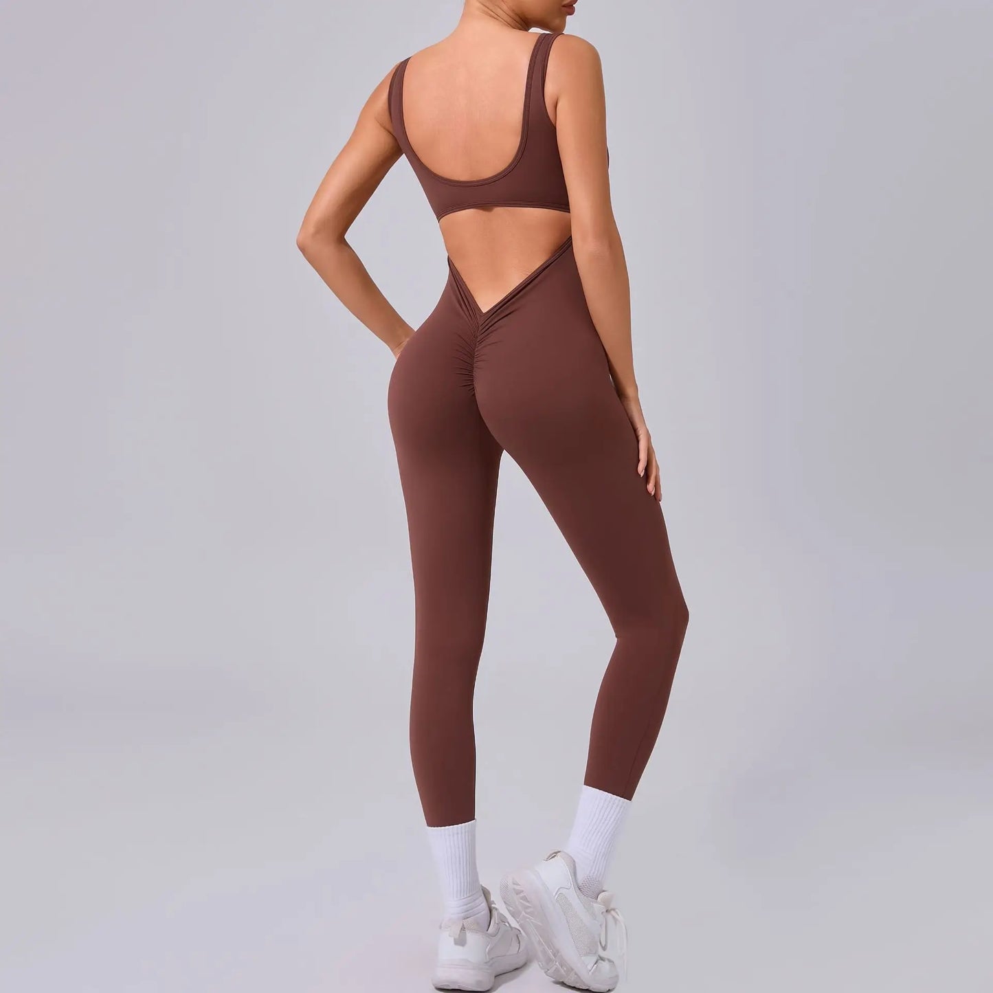 Sexy Back V Jumpsuit Gym Set Women Training Yoga Suit Sportswear Women Sports Jumpsuit Fitness Rompers Stretch Workout Bodysuits