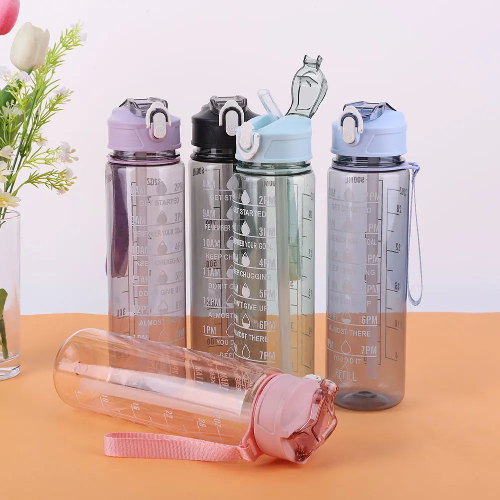 800ml Sports Water Bottle Leakproof Outdoor Travel Bottle Large Capacity Motivational Drinking Bottle for Outdoor Sports