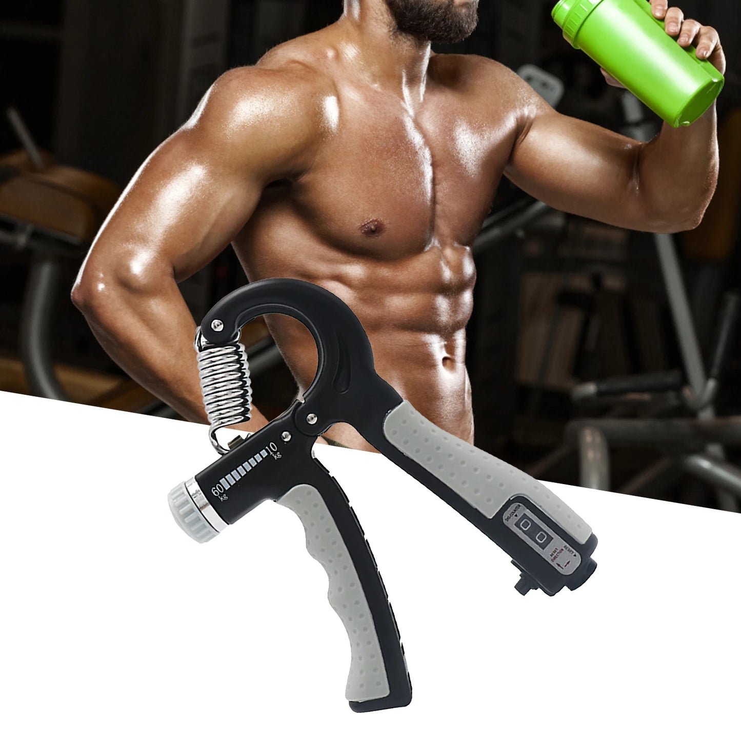 1Pc Hand Gripper with Counter R-Shape Non-slip ABS Hand Gripper Adjustable Resistance Forearm Strength Trainer Fitness Equipment