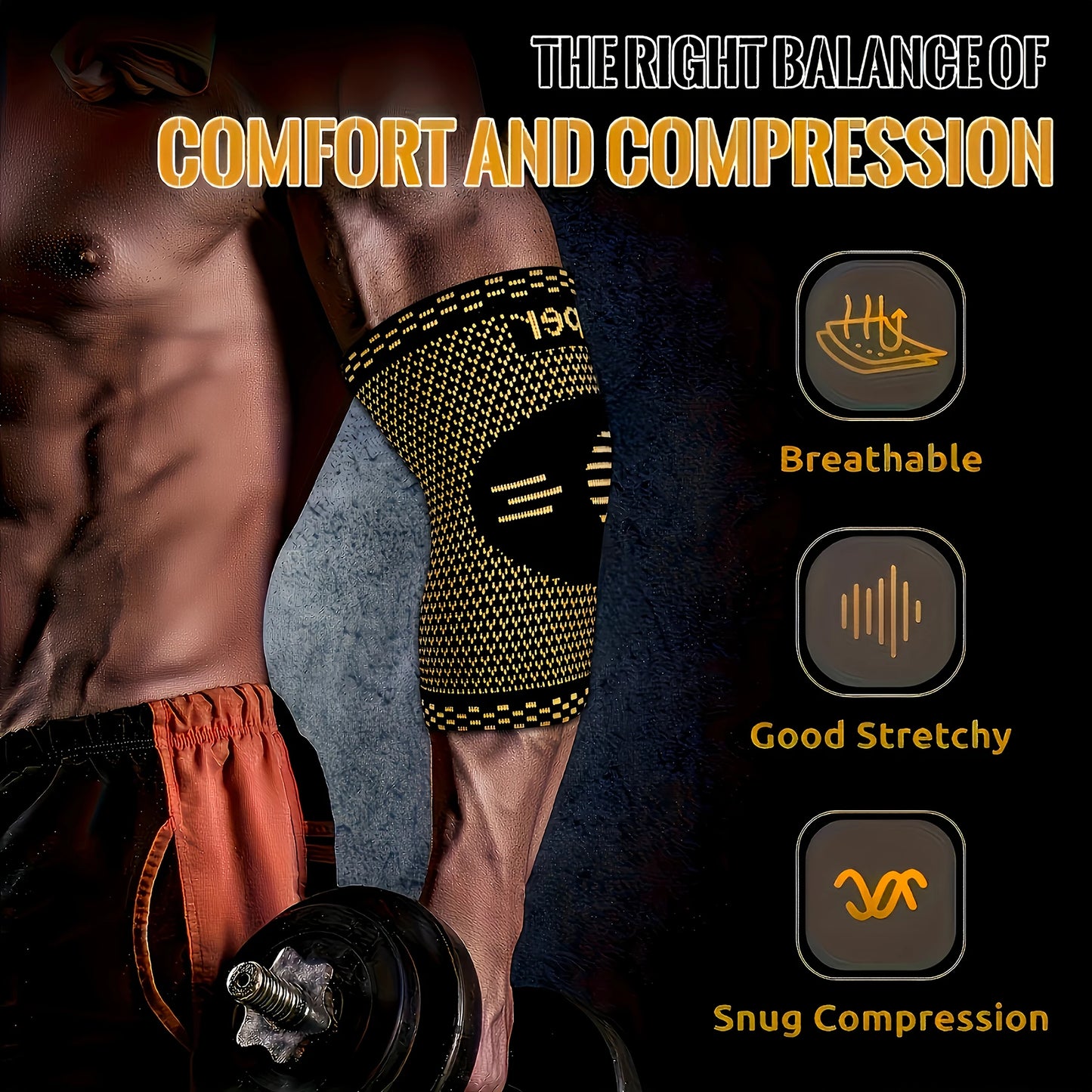 2 Pieces of Copper Ion Sports Elbow Pads, Elbow Compression Joint Protective Sleeves, Basketball, Football and Tennis Fitness Protective Gear